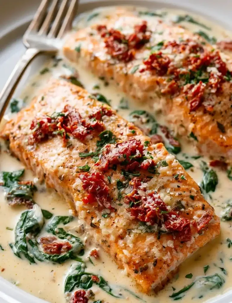 Creamy Tuscan Salmon close up