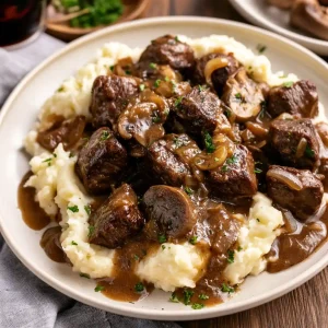 Crockpot beef tips and gravy