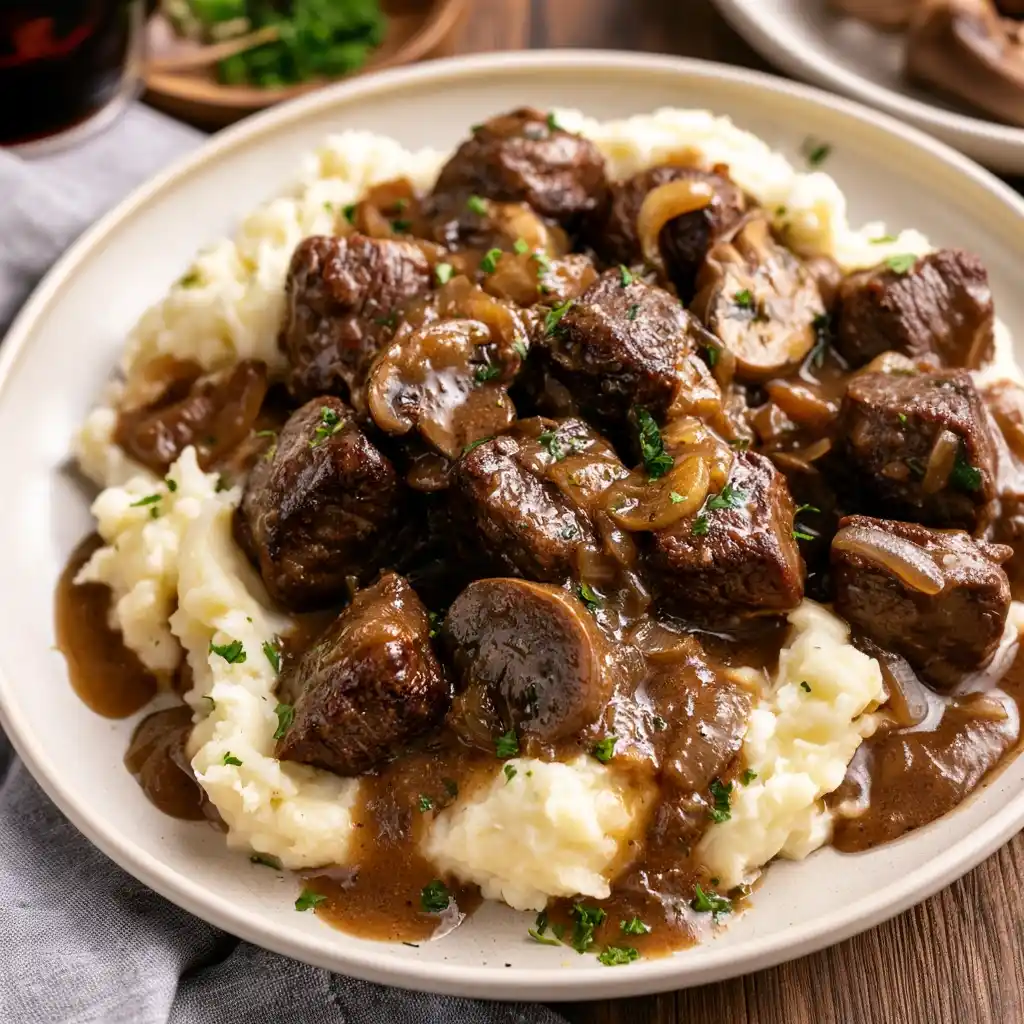 Crockpot beef tips and gravy