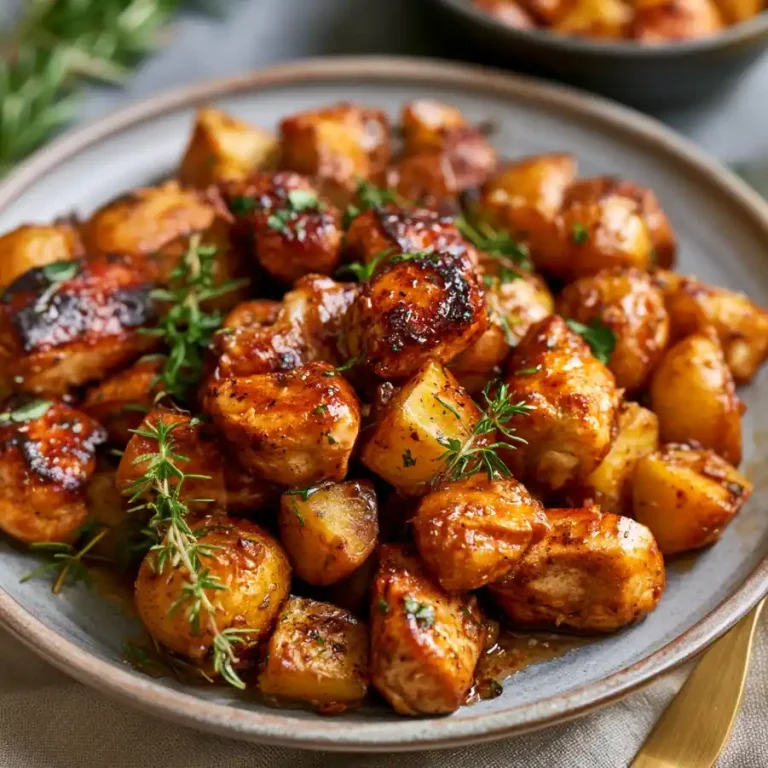 Garlic butter chicken bites and potatoes