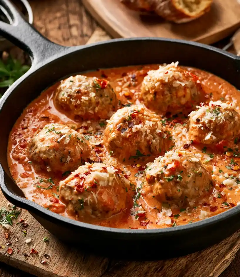 Creamy Marry Me Chicken Meatballs close up