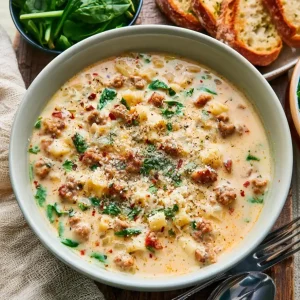 Creamy parmesan Italian sausage soup